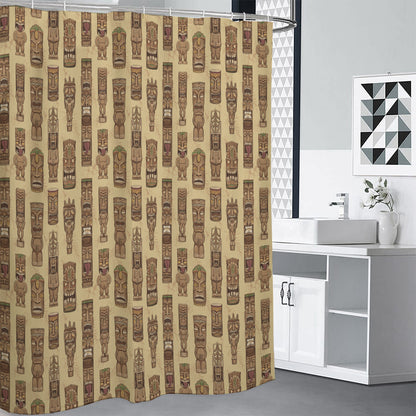 Wooden Tiki Pattern Print Premium Shower Curtain