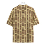 Wooden Tiki Pattern Print Rayon Hawaiian Shirt