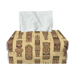 Wooden Tiki Pattern Print Rectangle Tissue Box Cover