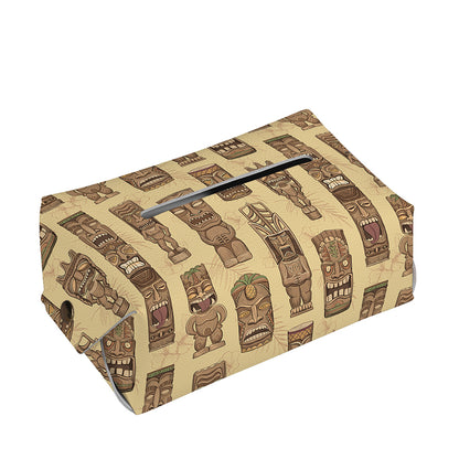 Wooden Tiki Pattern Print Rectangle Tissue Box Cover