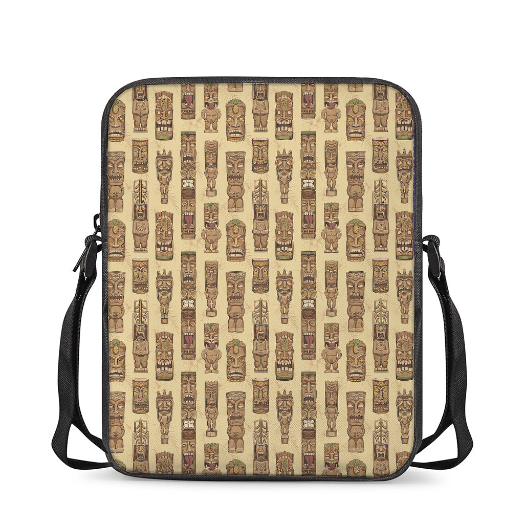 Wooden Tiki Pattern Print Rectangular Crossbody Bag