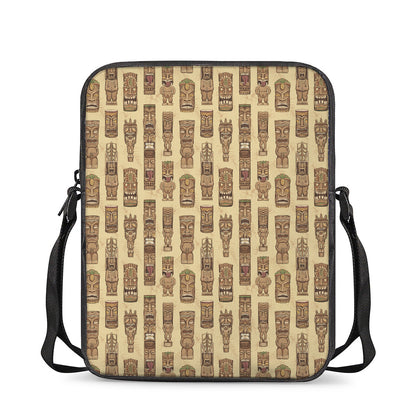Wooden Tiki Pattern Print Rectangular Crossbody Bag