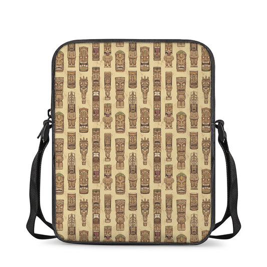 Wooden Tiki Pattern Print Rectangular Crossbody Bag