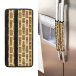 Wooden Tiki Pattern Print Refrigerator Handle Covers
