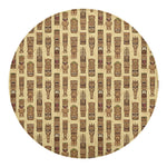 Wooden Tiki Pattern Print Round Blanket