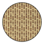 Wooden Tiki Pattern Print Round Floor Mat