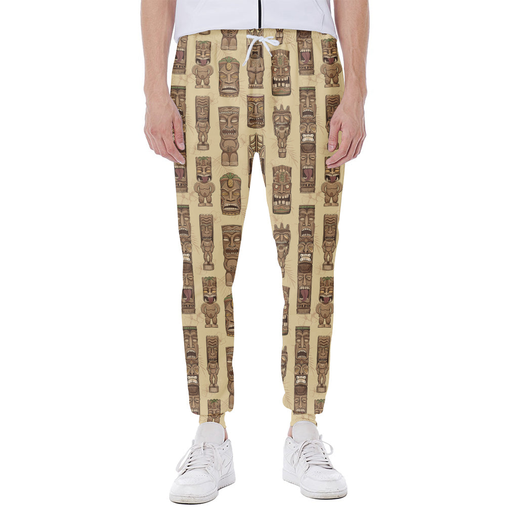 Wooden Tiki Pattern Print Scuba Joggers