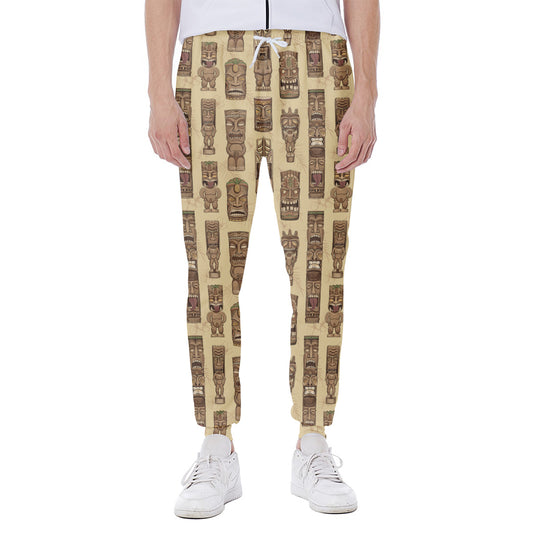 Wooden Tiki Pattern Print Scuba Joggers