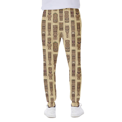 Wooden Tiki Pattern Print Scuba Joggers