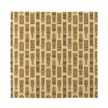 Wooden Tiki Pattern Print Silk Bandana