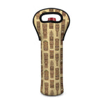 Wooden Tiki Pattern Print Single Neoprene Wine Tote
