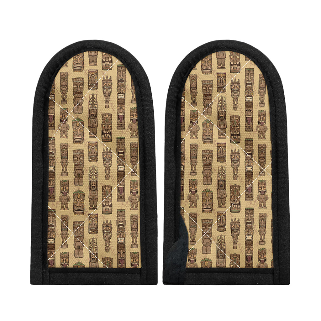 Wooden Tiki Pattern Print Skillet Handle Cover