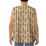 Wooden Tiki Pattern Print Sleeveless Baseball Jersey