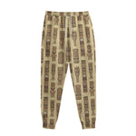 Wooden Tiki Pattern Print Sweatpants
