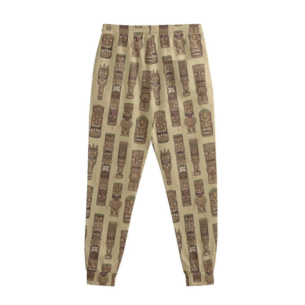 Wooden Tiki Pattern Print Sweatpants