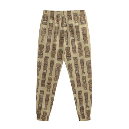 Wooden Tiki Pattern Print Sweatpants