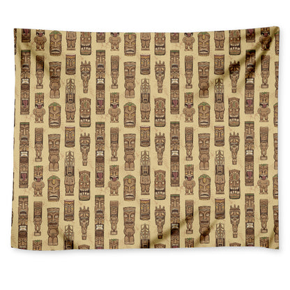 Wooden Tiki Pattern Print Tapestry