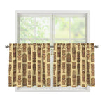 Wooden Tiki Pattern Print Tier Curtains