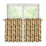 Wooden Tiki Pattern Print Tier Curtains