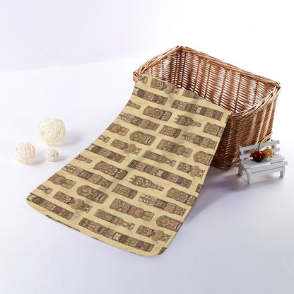 Wooden Tiki Pattern Print Towel
