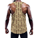 Wooden Tiki Pattern Print Training Tank Top
