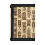 Wooden Tiki Pattern Print Trifold Wallet