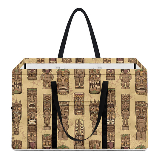 Wooden Tiki Pattern Print Utility Tote Bag
