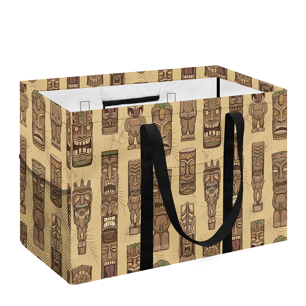 Wooden Tiki Pattern Print Utility Tote Bag