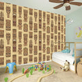 Wooden Tiki Pattern Print Wall Sticker