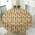 Wooden Tiki Pattern Print Waterproof Round Tablecloth