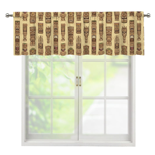 Wooden Tiki Pattern Print Window Valance