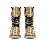 Wooden Tiki Pattern Print Winter Boots