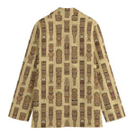 Wooden Tiki Pattern Print Women's Blazer