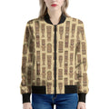 Wooden Tiki Pattern Print Women's Bomber Jacket