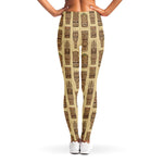 Wooden Tiki Pattern Print Women's Leggings