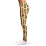 Wooden Tiki Pattern Print Women's Leggings