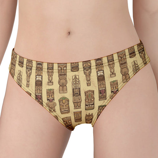 Wooden Tiki Pattern Print Women's Panties