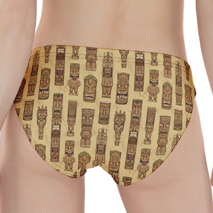 Wooden Tiki Pattern Print Women's Panties