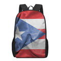 Wrinkled Puerto Rican Flag Print 17 Inch Backpack