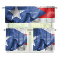 Wrinkled Puerto Rican Flag Print 3 Piece Kitchen Curtains