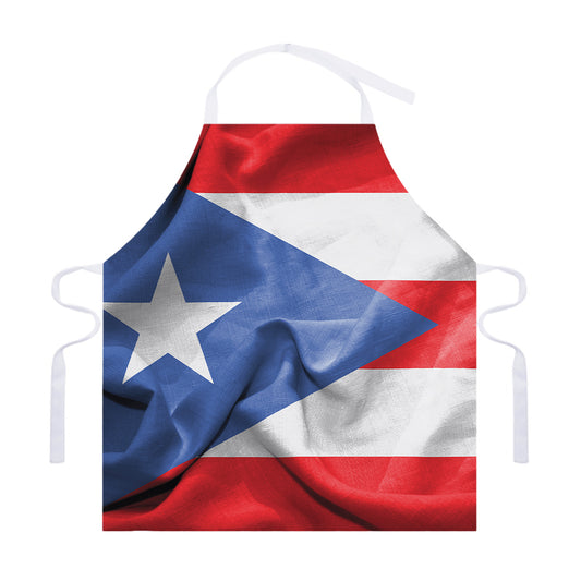 Wrinkled Puerto Rican Flag Print Adjustable Apron