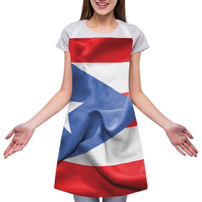 Wrinkled Puerto Rican Flag Print Adjustable Apron