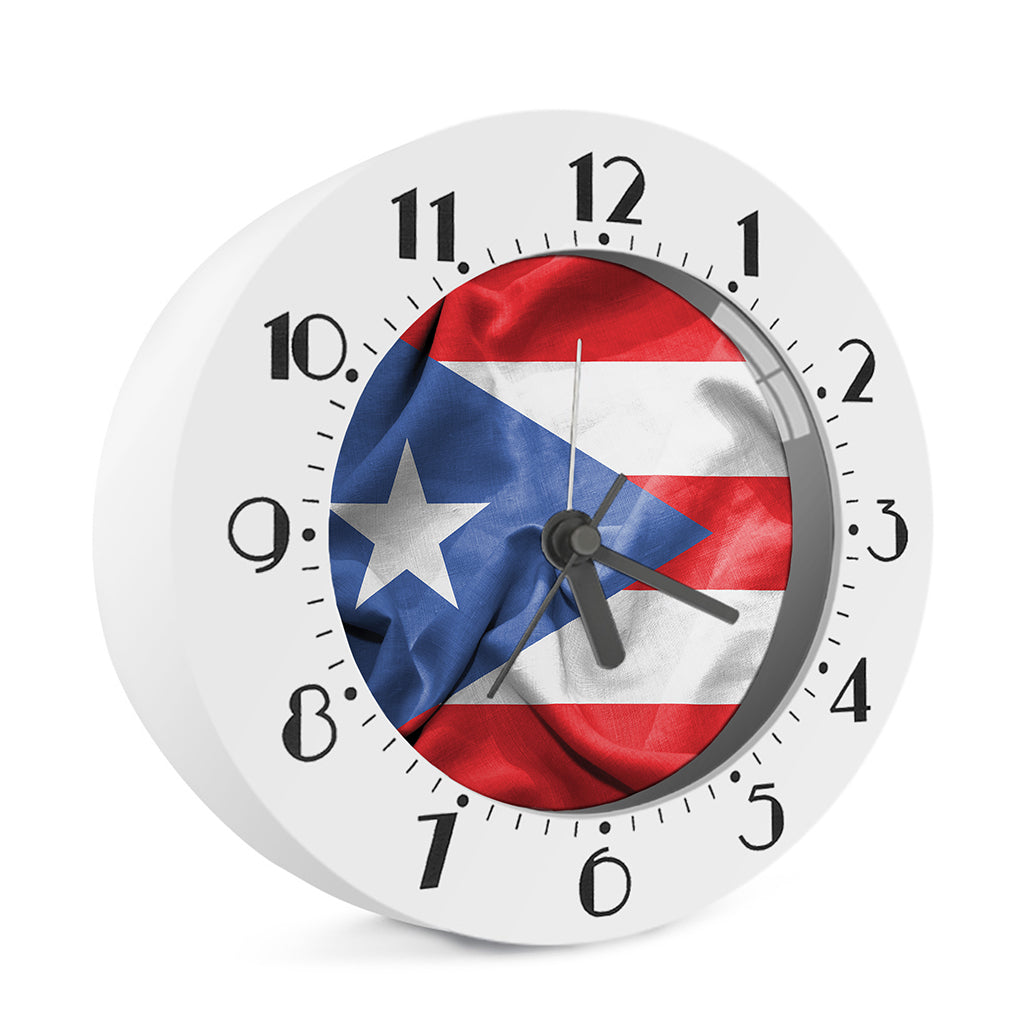 Wrinkled Puerto Rican Flag Print Alarm Clock