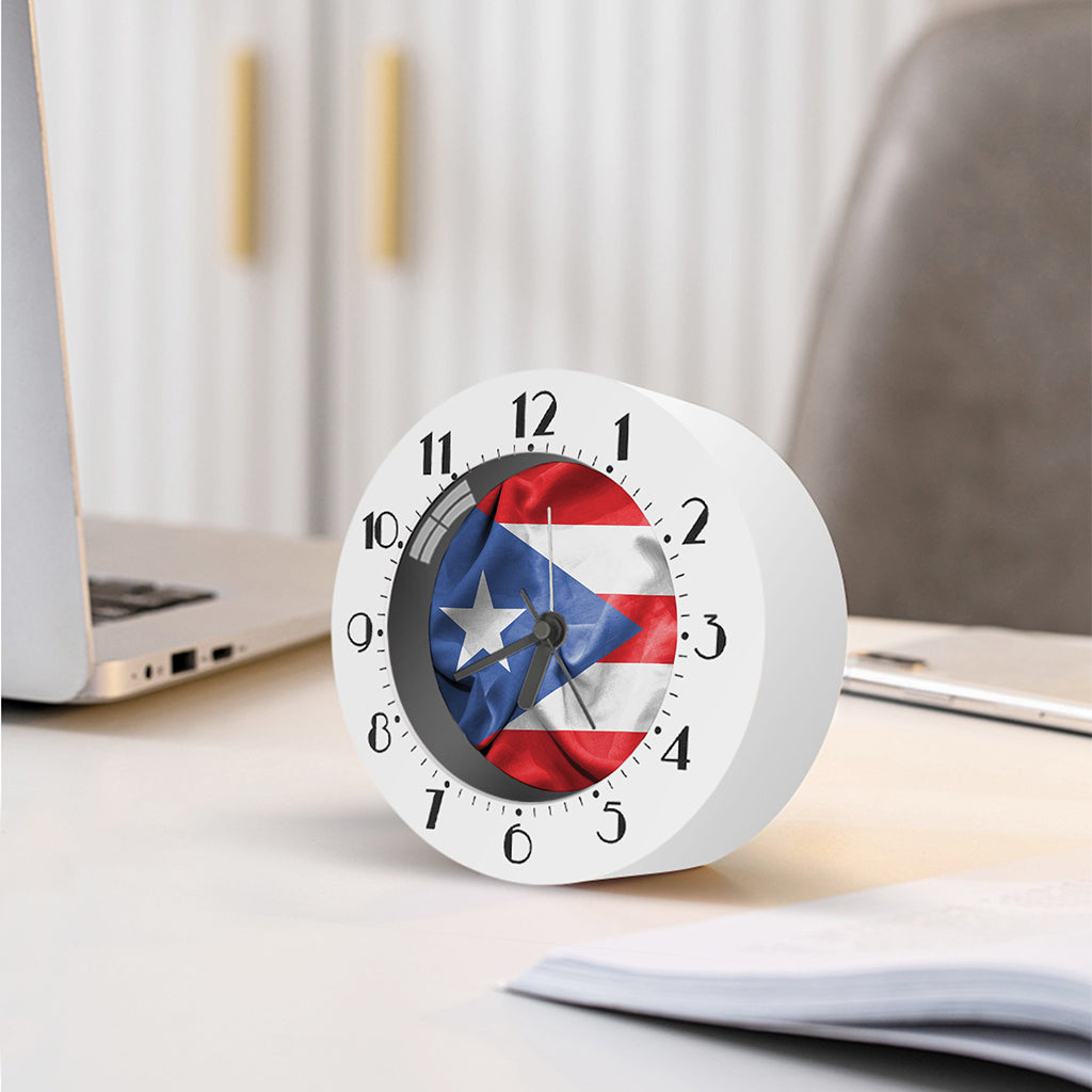 Wrinkled Puerto Rican Flag Print Alarm Clock