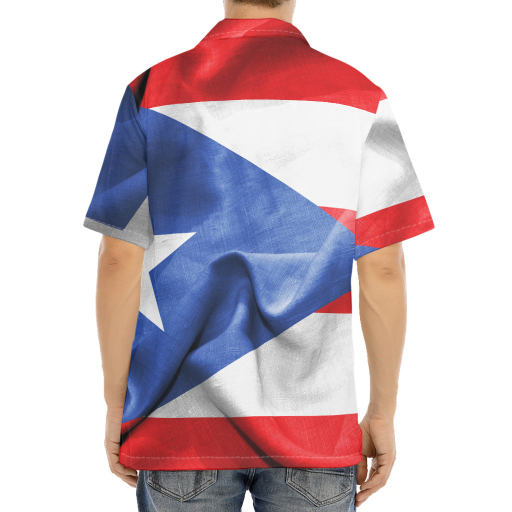 Wrinkled Puerto Rican Flag Print Aloha Shirt