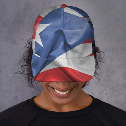 Wrinkled Puerto Rican Flag Print Baseball Cap