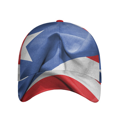 Wrinkled Puerto Rican Flag Print Baseball Cap