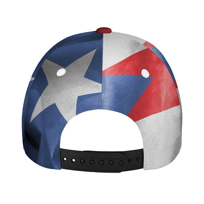Wrinkled Puerto Rican Flag Print Baseball Cap