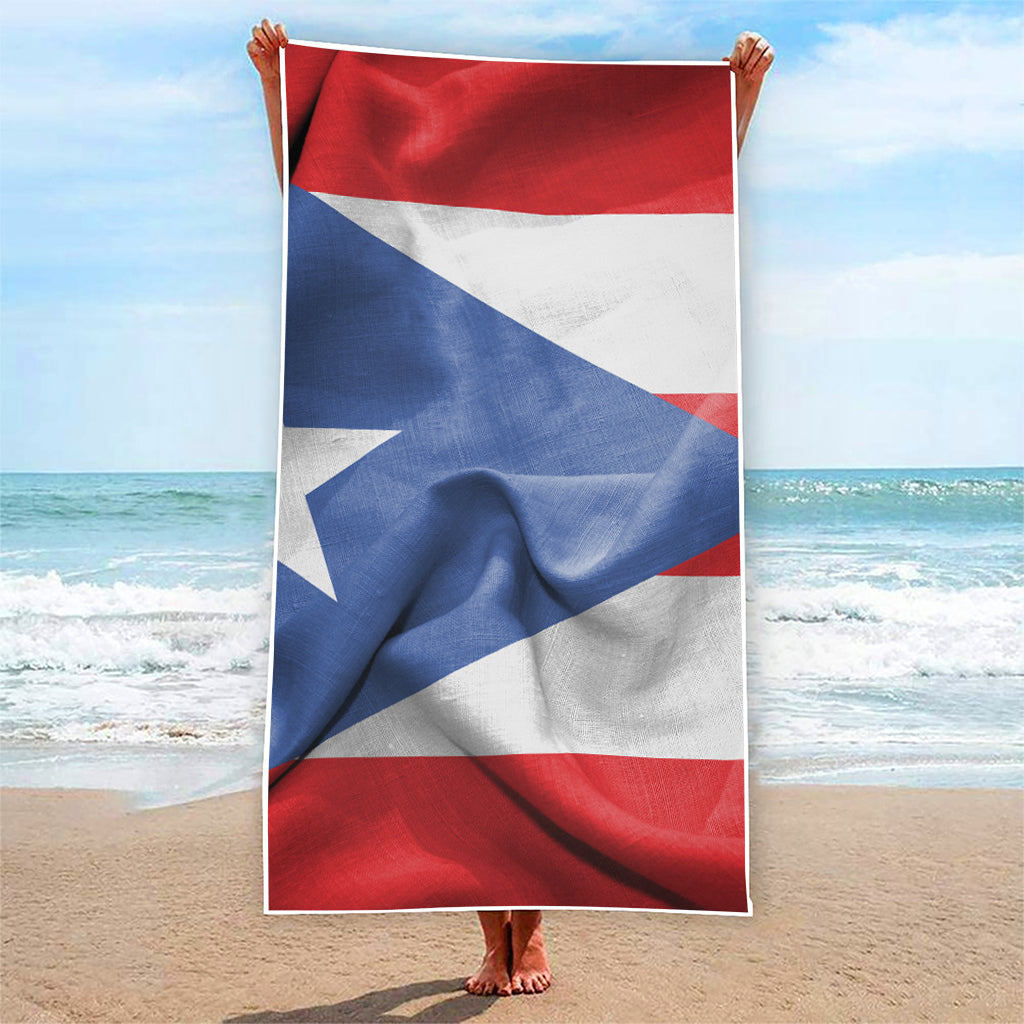 Wrinkled Puerto Rican Flag Print Beach Towel