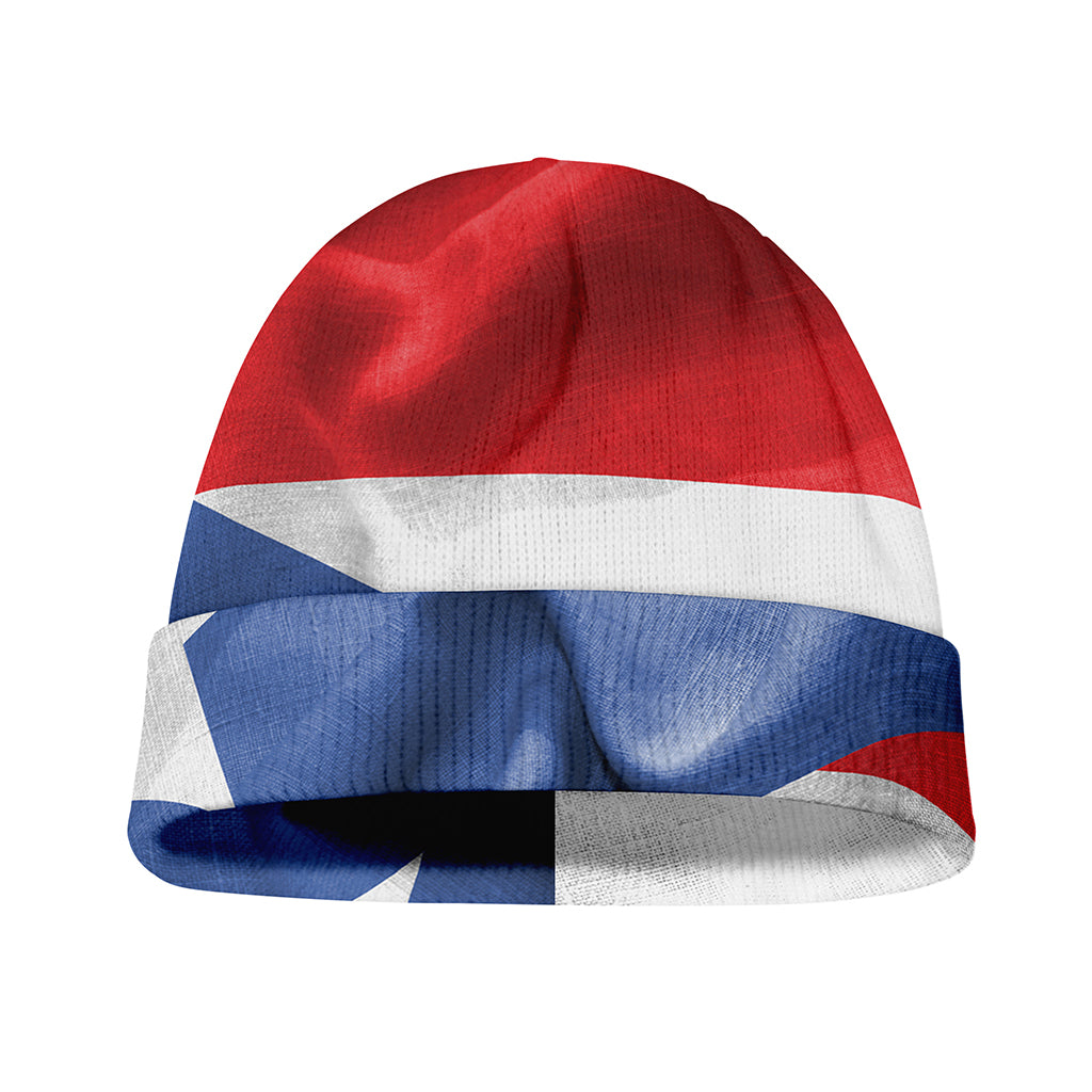 Wrinkled Puerto Rican Flag Print Beanie